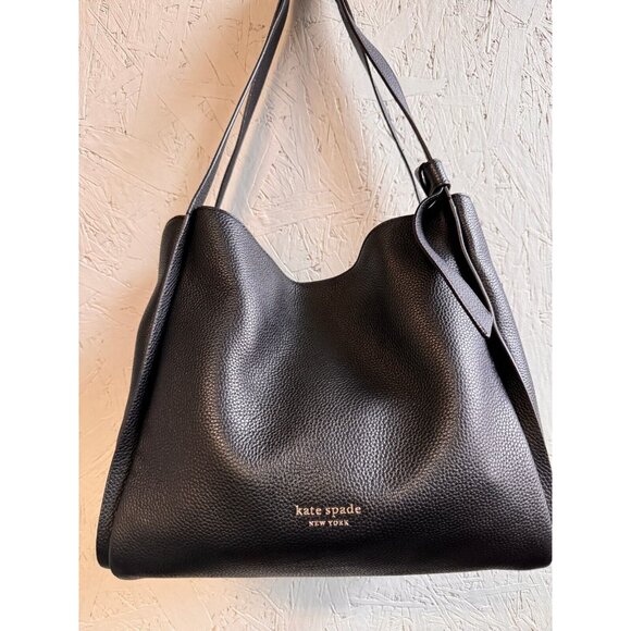 KATE SPADE NY Knott pebbled leather large shoulder bag - Black (Used) - Picture 4 of 16